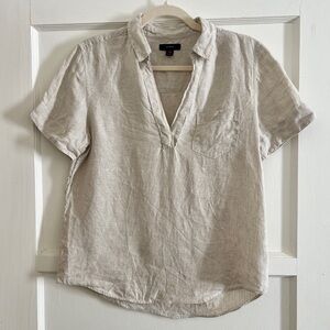 J. Crew Women's 100% linen bone off-white short sleeve blouse XS